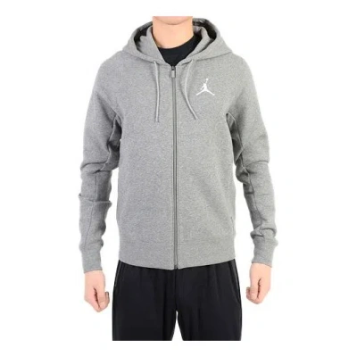 Air Jordan Sports Hooded Long Sleeves Zipper Logo Jacket Gray