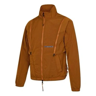 Air Jordan Sports Life Series Removable Long Sleeve Logo Stand Up Collar Jacket Coat Orange In Brown