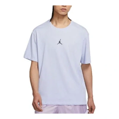 Air Jordan Sports Pullover Solid Color Round Neck Short Sleeve T-shirt Men's Purple In Blue