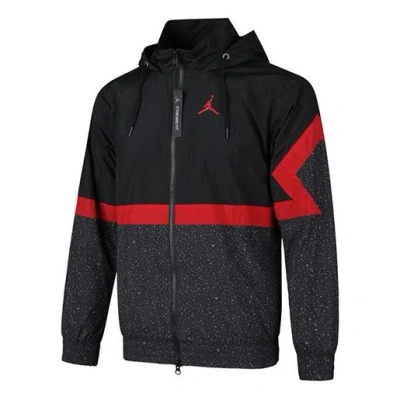 Air Jordan Sports Windproof Hooded Jacket Black Red