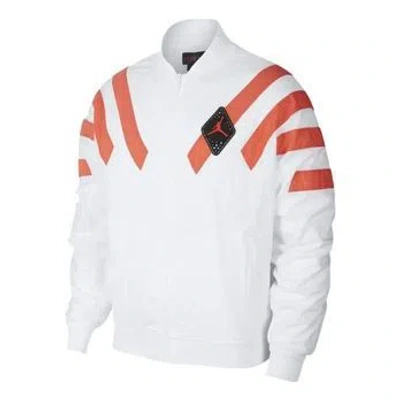 Air Jordan Srt Lgc Nylon Jacket Stripe Zipper Jacket 'white Red'