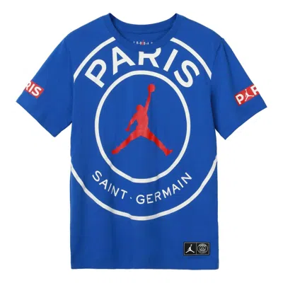 Air Jordan Ss20 As J Psg Logo Tee Paris Saint-germain Short Sleeve Men's Blue