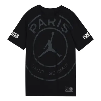Air Jordan Ss20 As M J Psg Logo Tee Paris Saint-germain Flying Man Pattern Short Sleeve In Black
