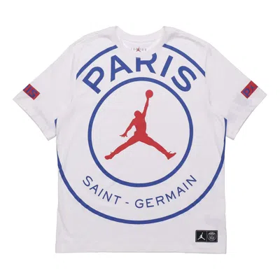 Air Jordan Ss20 As M J Psg Logo Tee Paris Saint-germain Flying Man Pattern Short Sleeve White