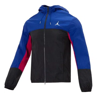 Air Jordan Ss22 Colorblock Zipper Long Sleeves Hooded Jacket Blue