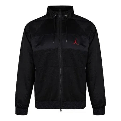 Air Jordan Stand Collar Logo Casual Woven Sports Jacket Black