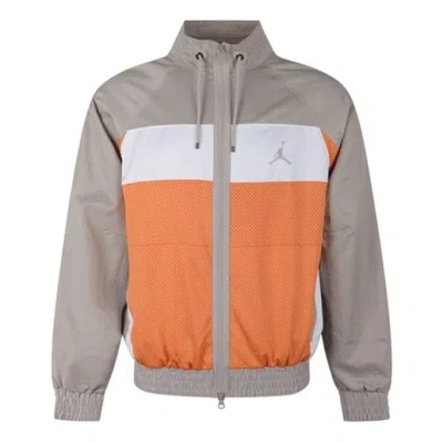 Air Jordan Stand-up Collar Casual Woven Sports Jacket - Orange In Gray