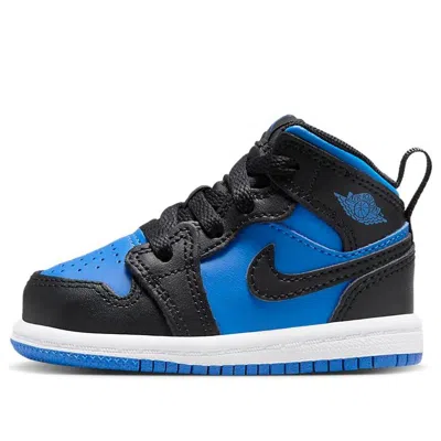 Air Jordan (td)  1 Mid 'black Royal Blue' In Animal Print