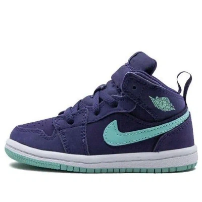 Air Jordan (td)  1 Mid 'ink Emerald Rise' In Blue