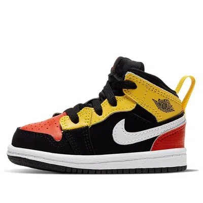 Air Jordan (td)  1 Mid Se 'amarillo Team Orange' In Black