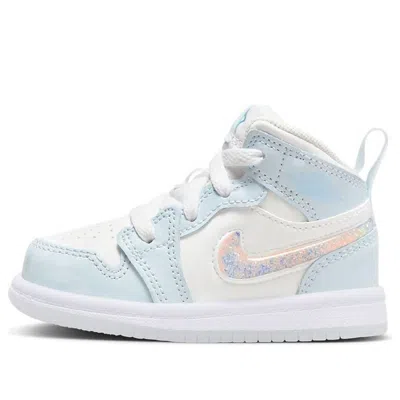 Air Jordan (td)  1 Mid Se 'glitter Swoosh' In Blue