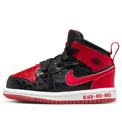 Air Jordan (td)  1 Mid Ss 'black + Red = Bred' In Multi