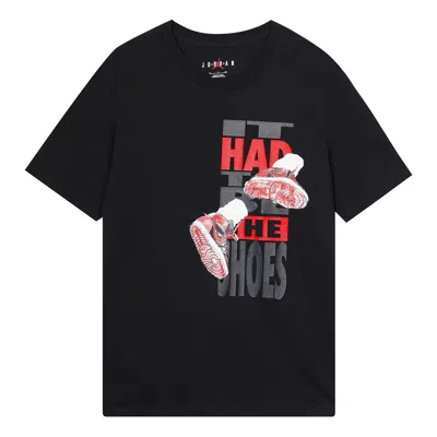 Air Jordan The Shoes Printing Sports Round Neck Short Sleeve Black