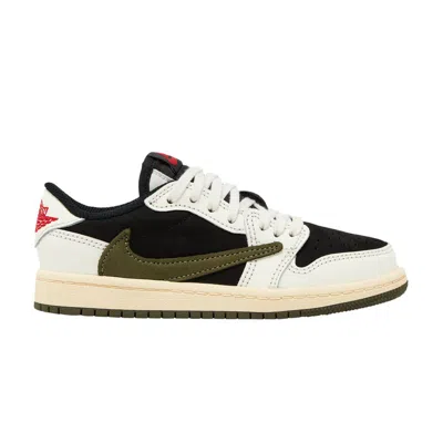 Pre-owned Air Jordan Travis Scott X  1 Retro Low Og Sp Ps 'olive' | White | Kid's Size 12