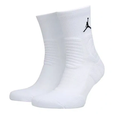 Air Jordan Ultimate Flight 2.0 Flying Man Logo Basketball Training Mid Tops Socks One Pair White