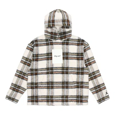 Air Jordan 'why Not?' Printed Plaid Wool Hoodies Sweater 'yellow Brown' In Multi