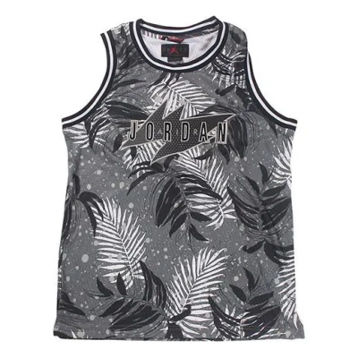 Air Jordan Wings Brown Printing Basketball Vest Gray