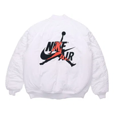 Air Jordan Wings Ma-1 Logo Printing Stay Warm Casual Jacket White