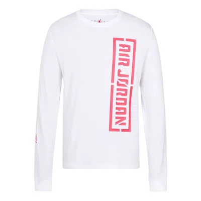 Air Jordan Wings Round Neck Basketball Sports Long Sleeves T-shirt Men's White