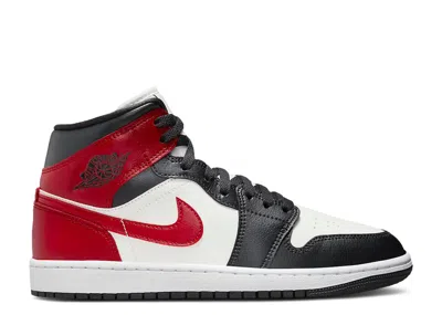 Air Jordan Wmns  1 Mid 'black Toe' In Red