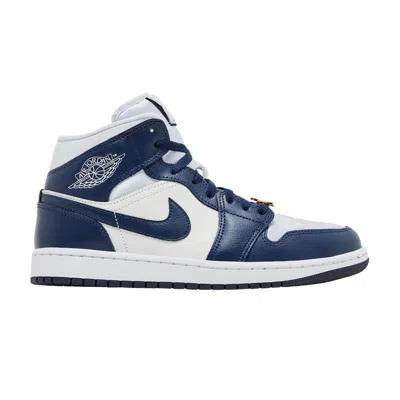 Pre-owned Air Jordan Wmns  1 Mid 'midnight Navy Gold Charms' In Blue