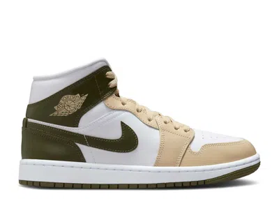 Air Jordan Wmns  1 Mid 'military Drab' In White
