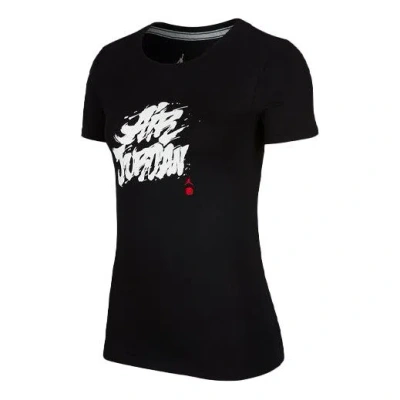 Air Jordan (wmns)  Alphabet Pattern Casual Sports Short Sleeve Black