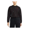 Air Jordan (wmns)  Contrasting Colors Vertical Stripes Round Neck Pullover Long Sleeves Black Hoodie In Brown