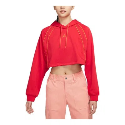 Air Jordan (wmns)  Crop Pullover Fleece Hoodie 'red' In Pink