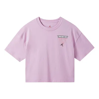Air Jordan (wmns)  Essential Casual Sports Round Neck Short Sleeve Pink T-shirt In Purple