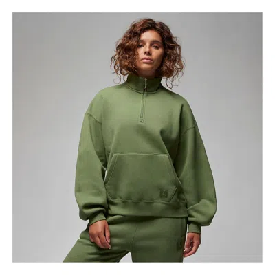 Air Jordan (wmns)  Flight Fleece 1/4 Zip Top 'sky J Light Olive' In Green