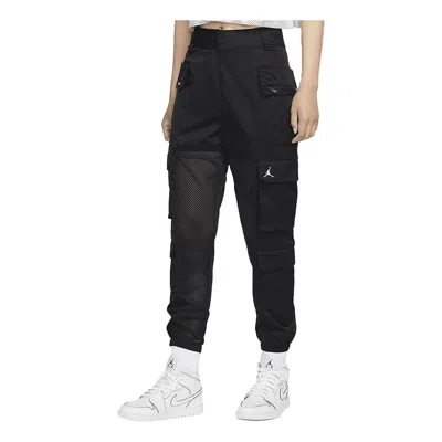 Air Jordan (wmns)  Heatwave Utility Contrasting Colors Multiple Pockets Mesh Casual Long Pants/trouse In Black