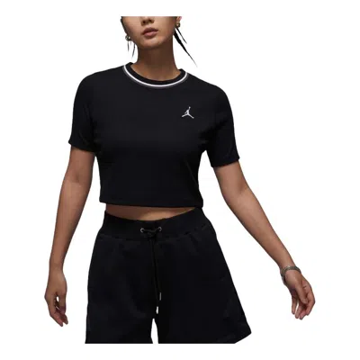 Air Jordan (wmns)  Knit Crop T-shirt Asia Sizing 'black White'