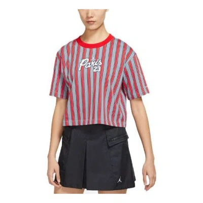 Air Jordan (wmns)  Ss22 Paris Saint-germain Stripe Printing Short Sleeve Red