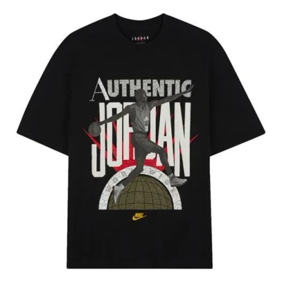Air Jordan (wmns)  X Aleali May Crossover Casual Round Neck Pullover Sports Short Sleeve Black T-shir
