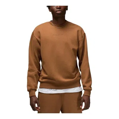 Air Jordan Wordmark Fleece Crew Sweat 'light British Tan' In Brown