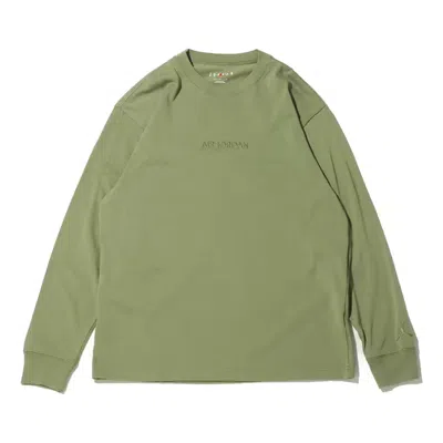 Air Jordan Wordmark Long Sleeve Shirt Asia Sizing 'sky J Light Olive' In Green
