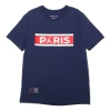 Air Jordan Wordmark Paris Saint-germain Alphabet Printing Soccer/football Sports Short Sleeve Navy B In Blue
