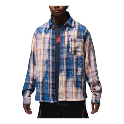 Air Jordan X Awake Ny Flannel Shirt Asia Sizing 'blackened Blue Sail'