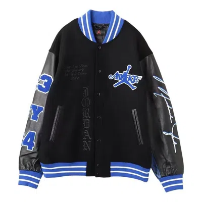 Air Jordan X Awake Ny Varsity Jacket 'black Game Royal'