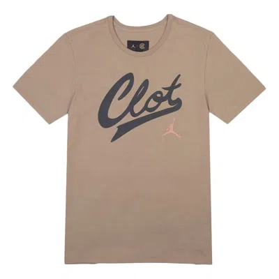 Air Jordan X Clot Crossover Logo Printing Sports Short Sleeve Asia Edition Khaki