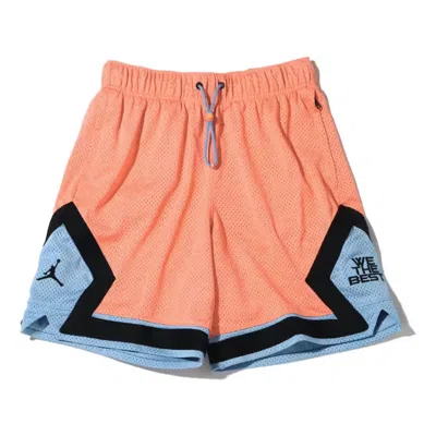 Air Jordan X Dj Khaled Logo Shorts 'crimson Bliss Leche Blue Black' In Orange