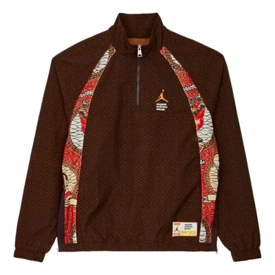 Air Jordan X Maison Chateau Rouge Crossover Printing Splicing Half Zipper Stand Collar Jacket Us Edi In Brown