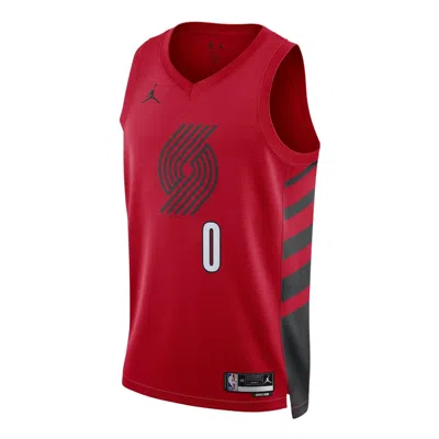 Air Jordan X Nba Portland Trail Blazers Statement Edition Swingman Jersey 'damian Liliard 0' In Red