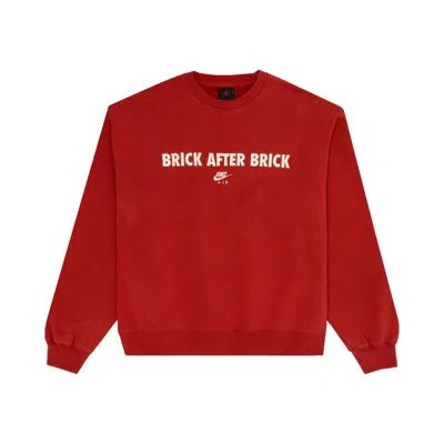 Pre-owned Air Jordan X Nigel Sylvester Brick After Brick Fleece Crewneck Sweatshirt 'vermilion/sail' | Red | M