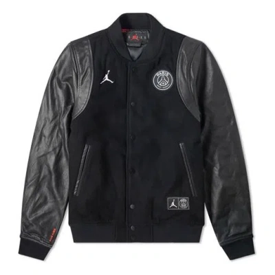 Air Jordan X Psg Crossover Paris Saint-germain Varsity Sports Baseball Uniform Jacket Black