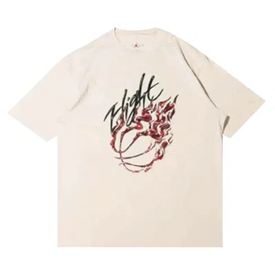 Pre-owned Air Jordan X Travis Scott Flight Graphic Tee 'cream' | Men's Size M In White