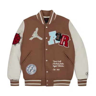 Pre-owned Air Jordan X Travis Scott Varsity Jacket 'antique Brown'
