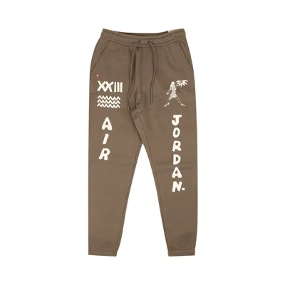 Pre-owned Air Jordan X Umar Rashid Fleece Logo Pants 'brown'