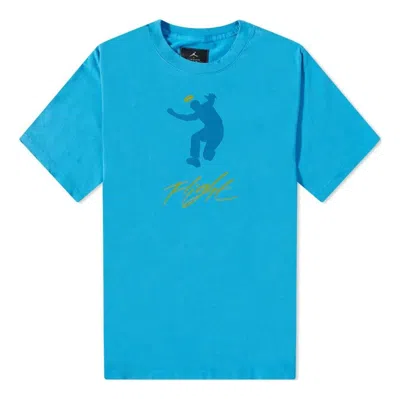 Air Jordan X Union Crossover Solid Color Alphabet Pattern Cartoon Printing Round Neck Short Sleeve U In Blue